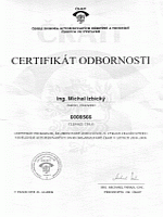 Certifikát odbornosti pro Ing. Michala Izbického